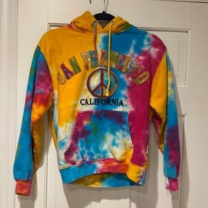 San Francisco California Tye Dye Peace Sign Hoodie